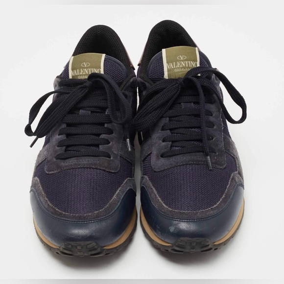 Valentino Rock-runner tricolor leather, suede and mesh sneakers. Size: 40 (US 7) main image 6